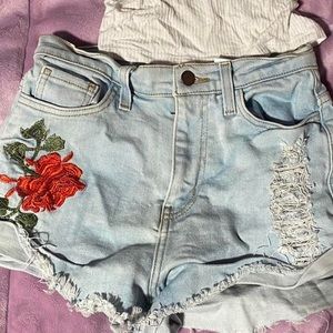 denim shorts with rose